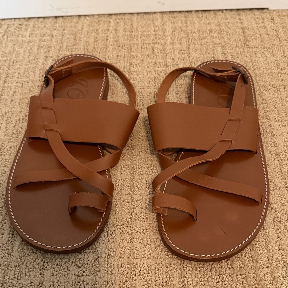 J. Crew Brown Leather Slide Sandals